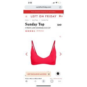 Left On Friday Women's Sunday Low Coverage Bikini Top Rescue Size Medium